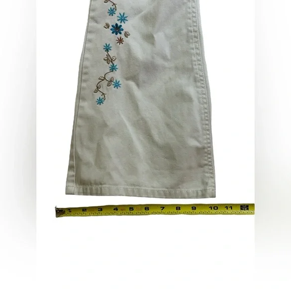 ⭐️SOLD⭐️ Y2K Festival Fairy Mudd Lace-Up Low Rise Floral Embroidered Flare Jeans - Picture 13 of 16